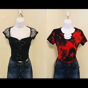 🌺🌸 BUNDLE T-SHIRTS X2 GOTHIC & PUNK STYLE, SZ S